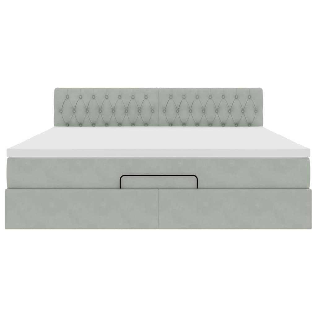 Struttura Letto Pouf con Materasso 160x200 cm in Velluto