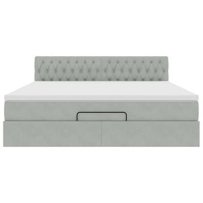 Struttura Letto Pouf con Materasso 160x200 cm in Velluto