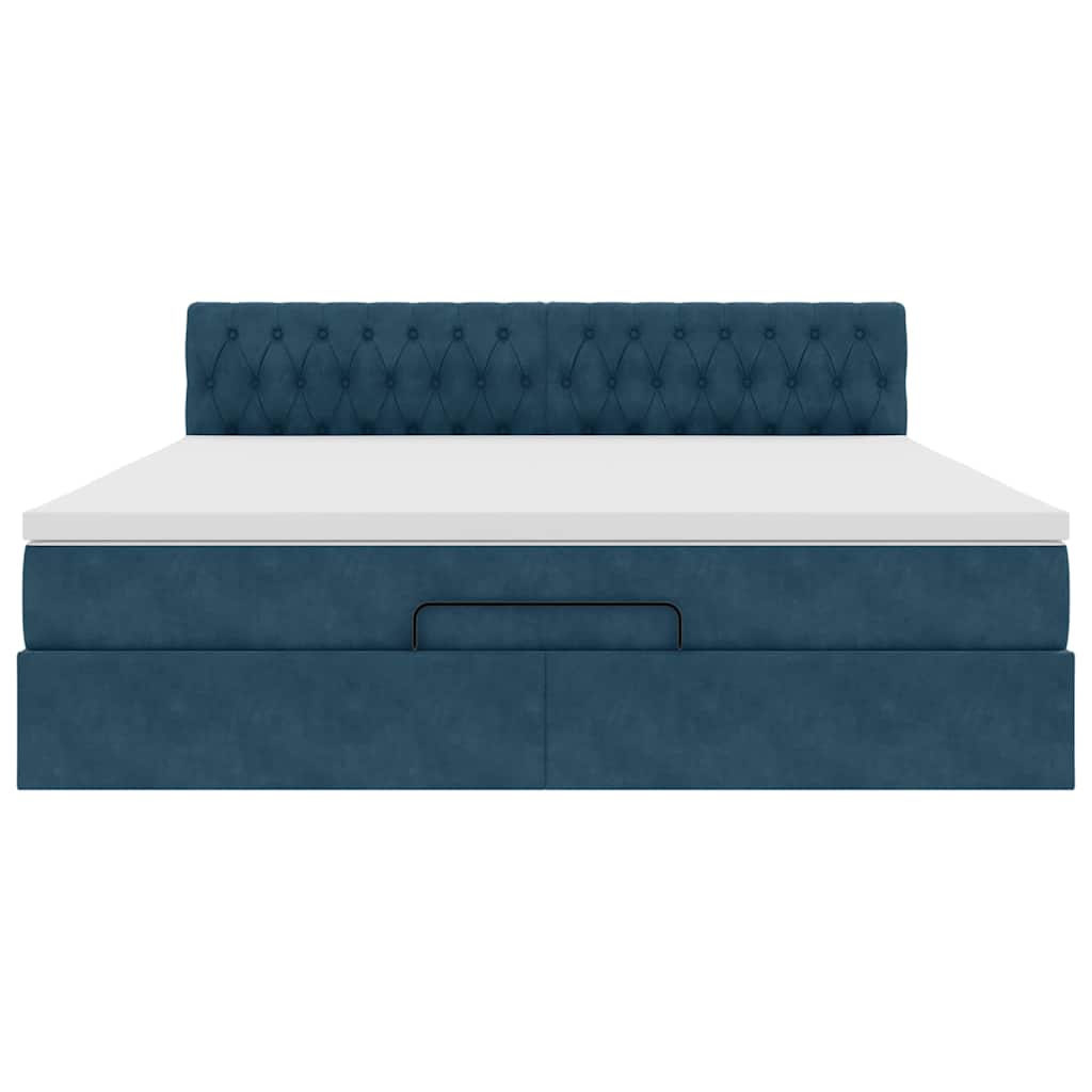 Struttura Letto Pouf con Materasso 160x200 cm in Velluto