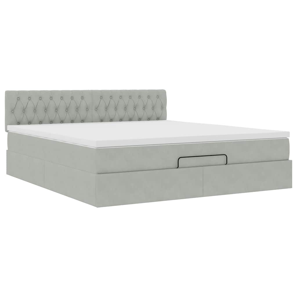 Struttura Letto Pouf con Materasso 180x200 cm in Velluto | homemem39