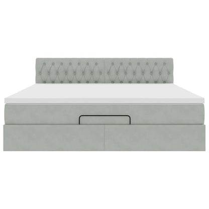 Struttura Letto Pouf con Materasso 180x200 cm in Velluto