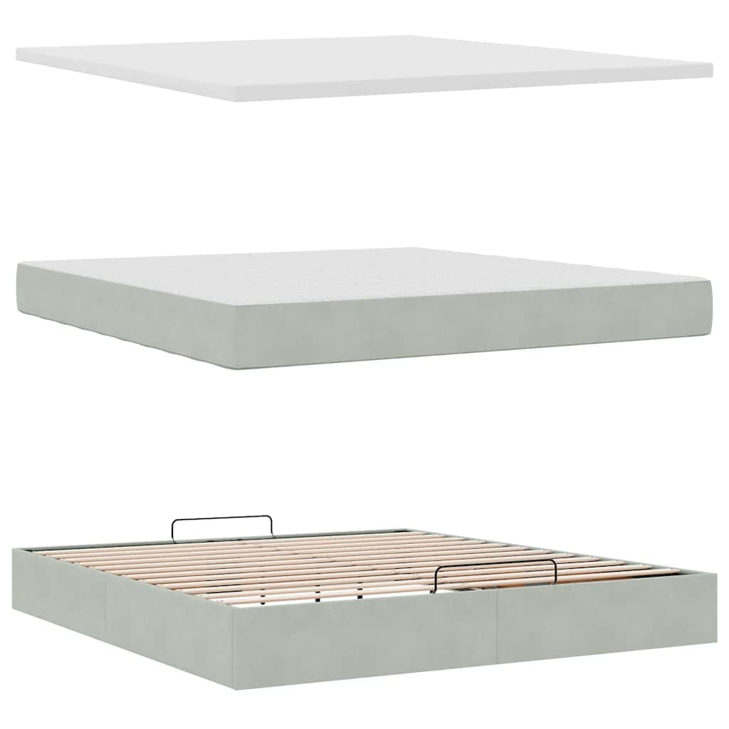 Struttura Letto Pouf con Materasso 180x200 cm in Velluto