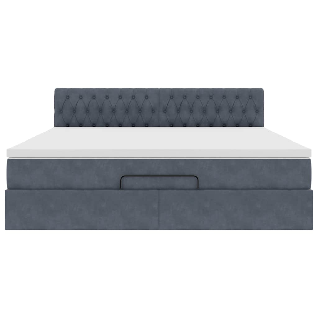 Struttura Letto Pouf con Materasso 180x200 cm in Velluto