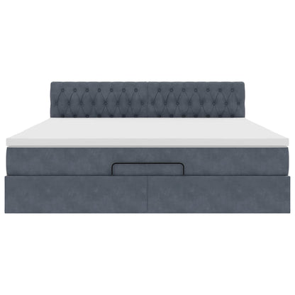 Struttura Letto Pouf con Materasso 180x200 cm in Velluto