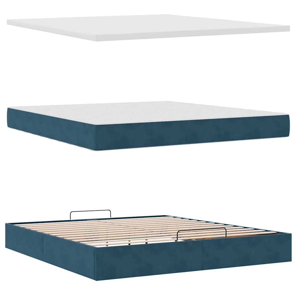 Struttura Letto Pouf con Materasso 180x200 cm in Velluto | homemem39