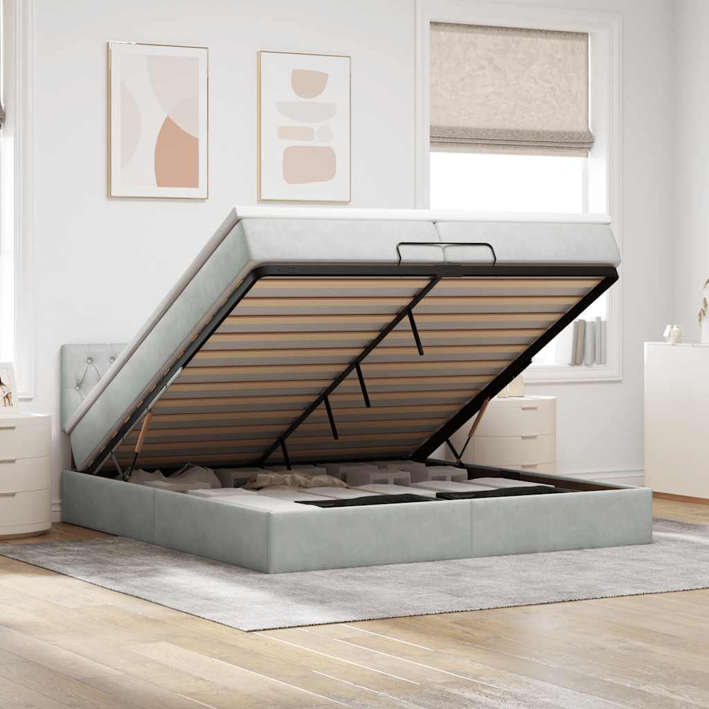 Struttura Letto Pouf con Materassi 200x200 cm Velluto | homemem39