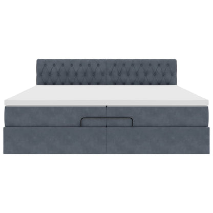 Struttura Letto Pouf con Materassi 200x200 cm Velluto