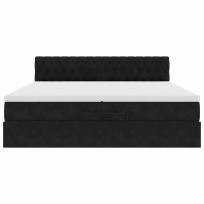 Struttura Letto Pouf con Materassi Nero 200x200 cm Velluto | homemem39