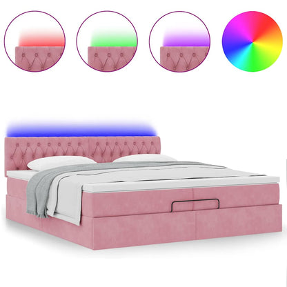 Struttura Letto Pouf con Materassi Rosa 200x200 cm Velluto | homemem39