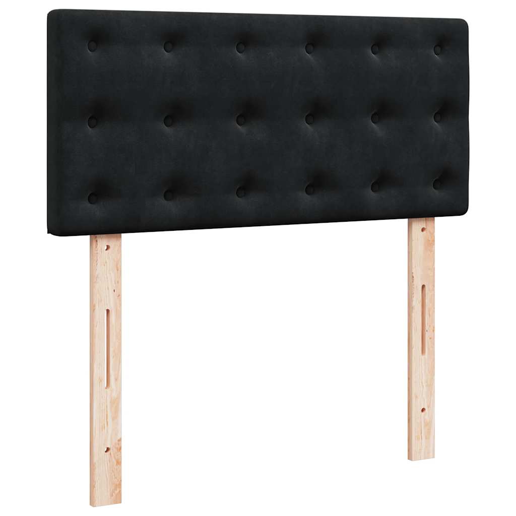 Struttura Letto Pouf con Materasso Nero 90x190 cm in Velluto