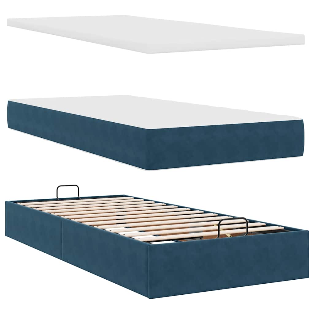 Struttura Letto Pouf con Materasso 90x190 cm in Velluto