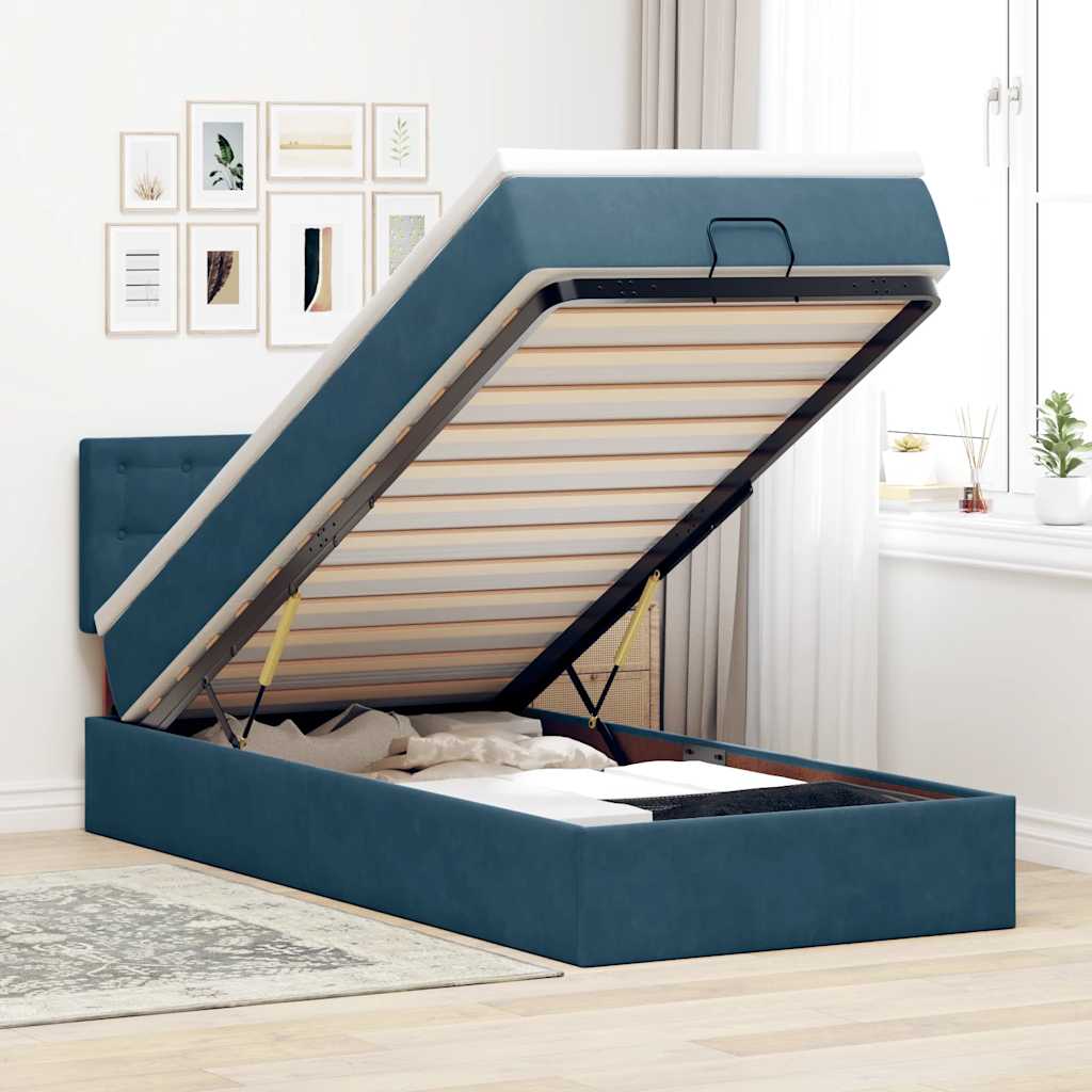 Struttura Letto Pouf con Materasso 90x190 cm in Velluto