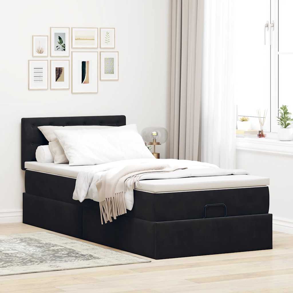 Struttura Letto Pouf con Materasso 90x200 cm in Velluto