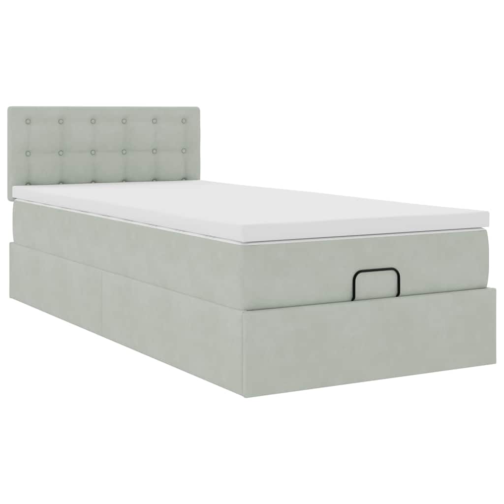 Struttura Letto Pouf con Materasso 100x200 cm Velluto