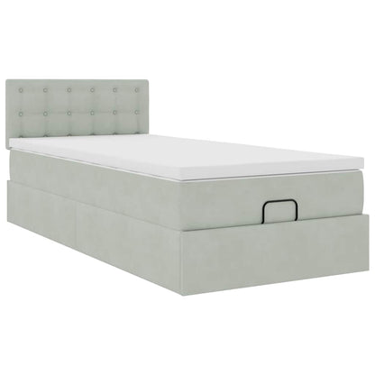 Struttura Letto Pouf con Materasso 100x200 cm Velluto