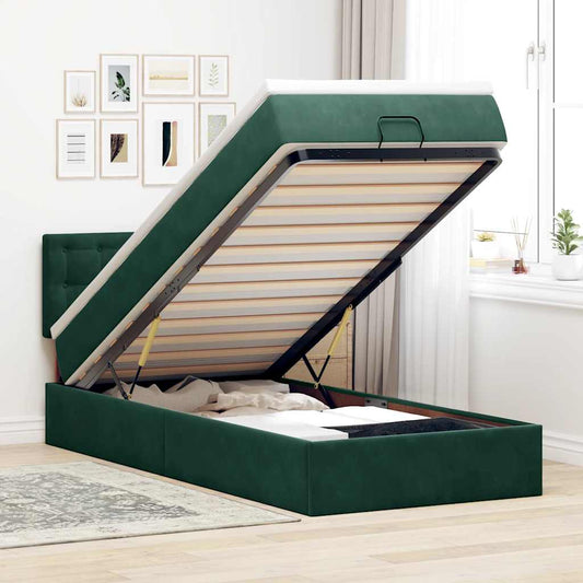 Struttura Letto Pouf con Materasso 100x200 cm Velluto