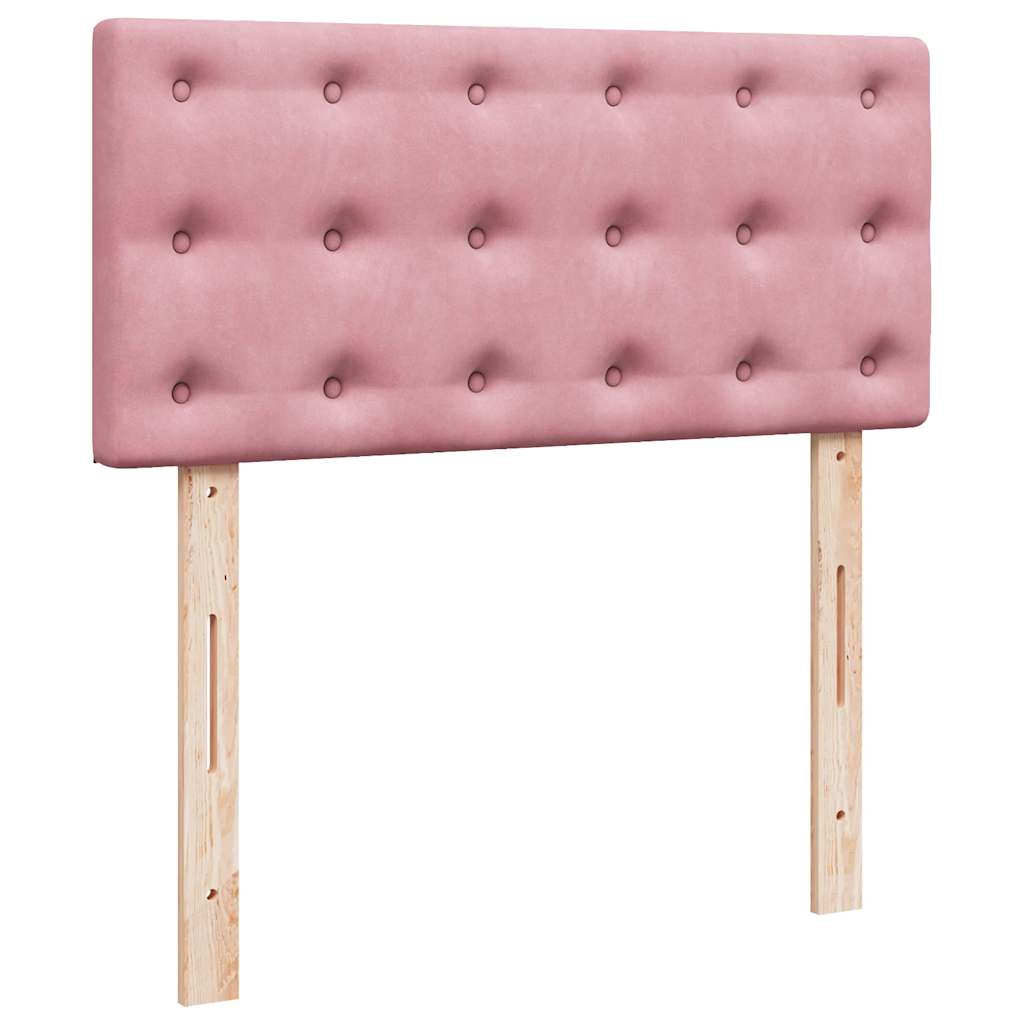 Struttura Letto Pouf con Materasso Rosa 100x200 cm Velluto