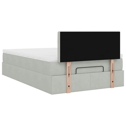Pouf Letto con Materasso e LED Grigio Chiaro 120x190cm Velluto