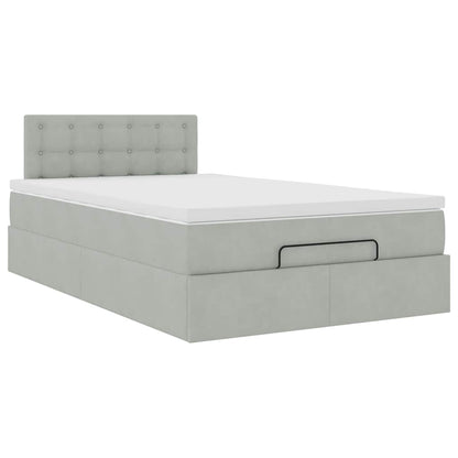Pouf Letto con Materasso e LED Grigio Chiaro 120x190cm Velluto