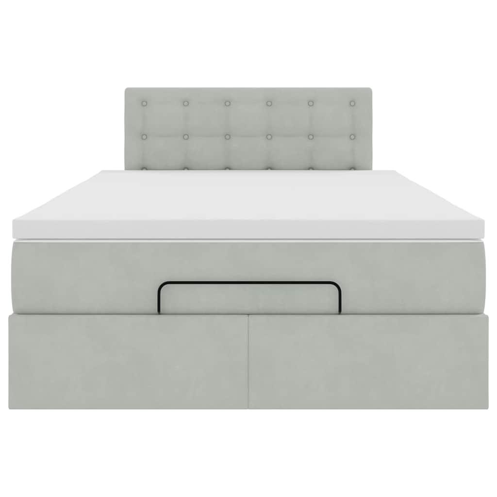 Pouf Letto con Materasso e LED Grigio Chiaro 120x190cm Velluto