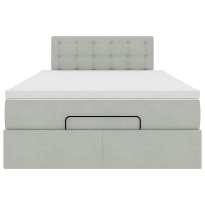 Pouf Letto con Materasso e LED Grigio Chiaro 120x190cm Velluto