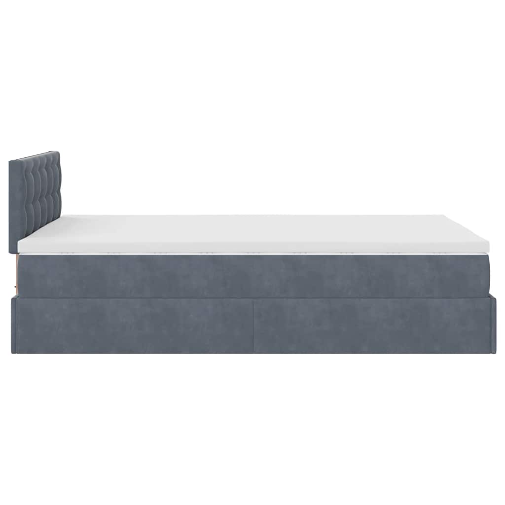 Pouf Letto con Materasso e LED Grigio Scuro 120x190cm Velluto