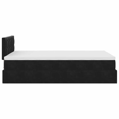 Pouf Letto con Materasso e LED Nero 120x190cm in Velluto