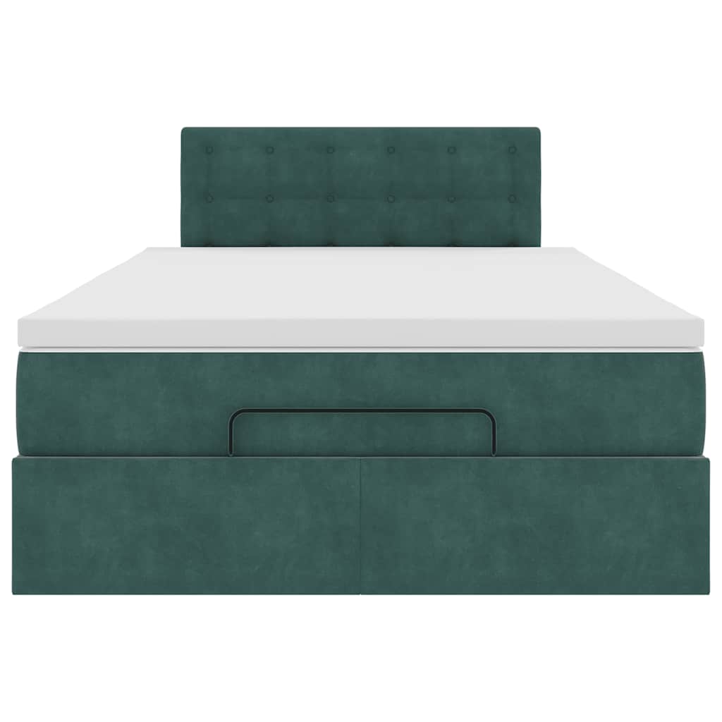 Pouf Letto con Materasso e LED Verde Scuro 120x190cm in Velluto