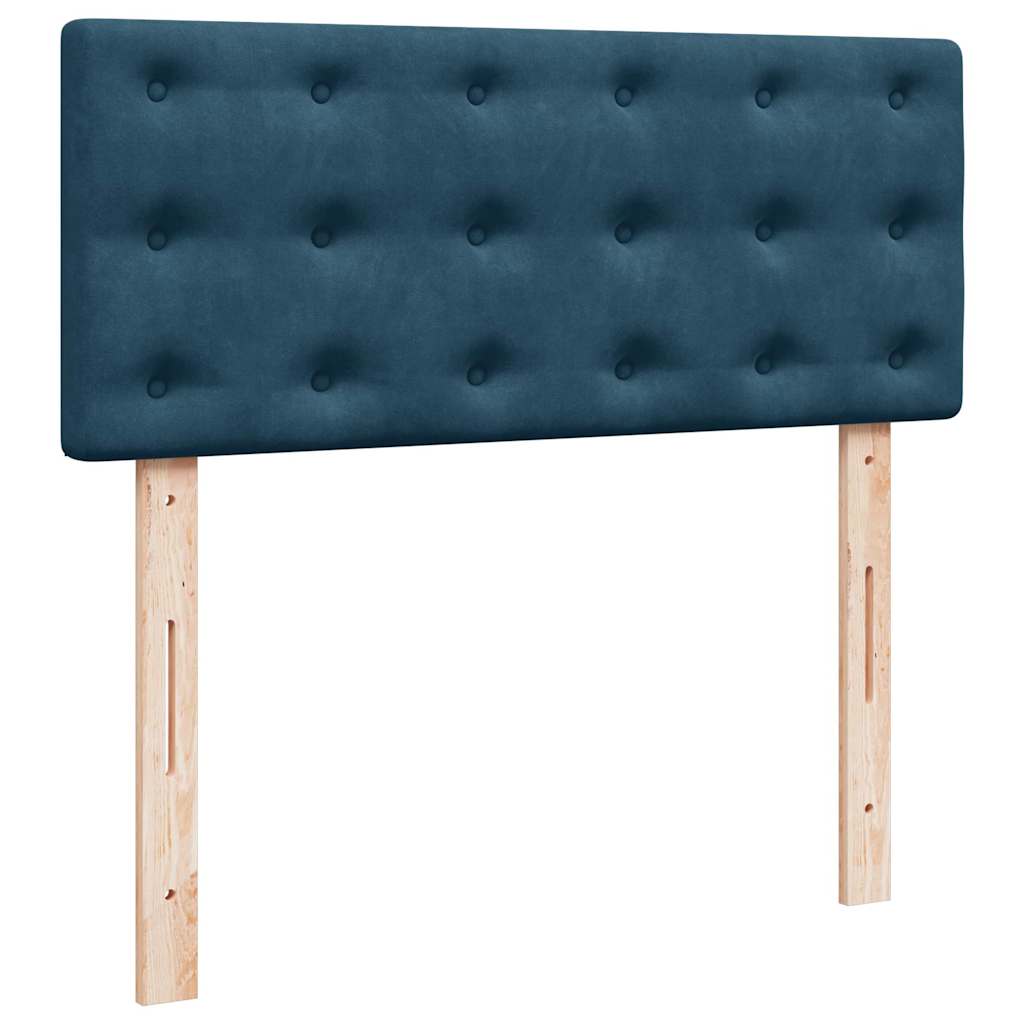 Pouf Letto con Materasso e LED Blu Scuro 120x190cm in Velluto