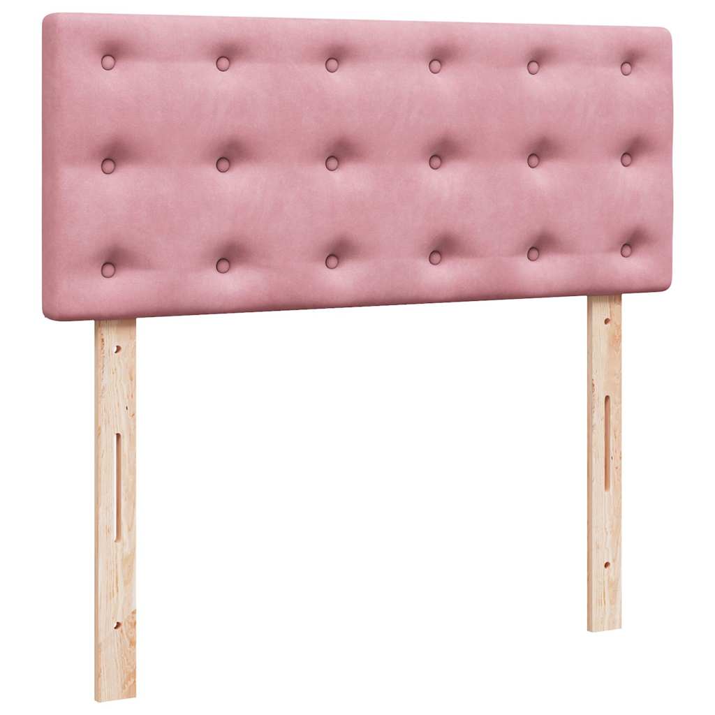 Struttura Letto Pouf con Materasso Rosa 120x190 cm Velluto