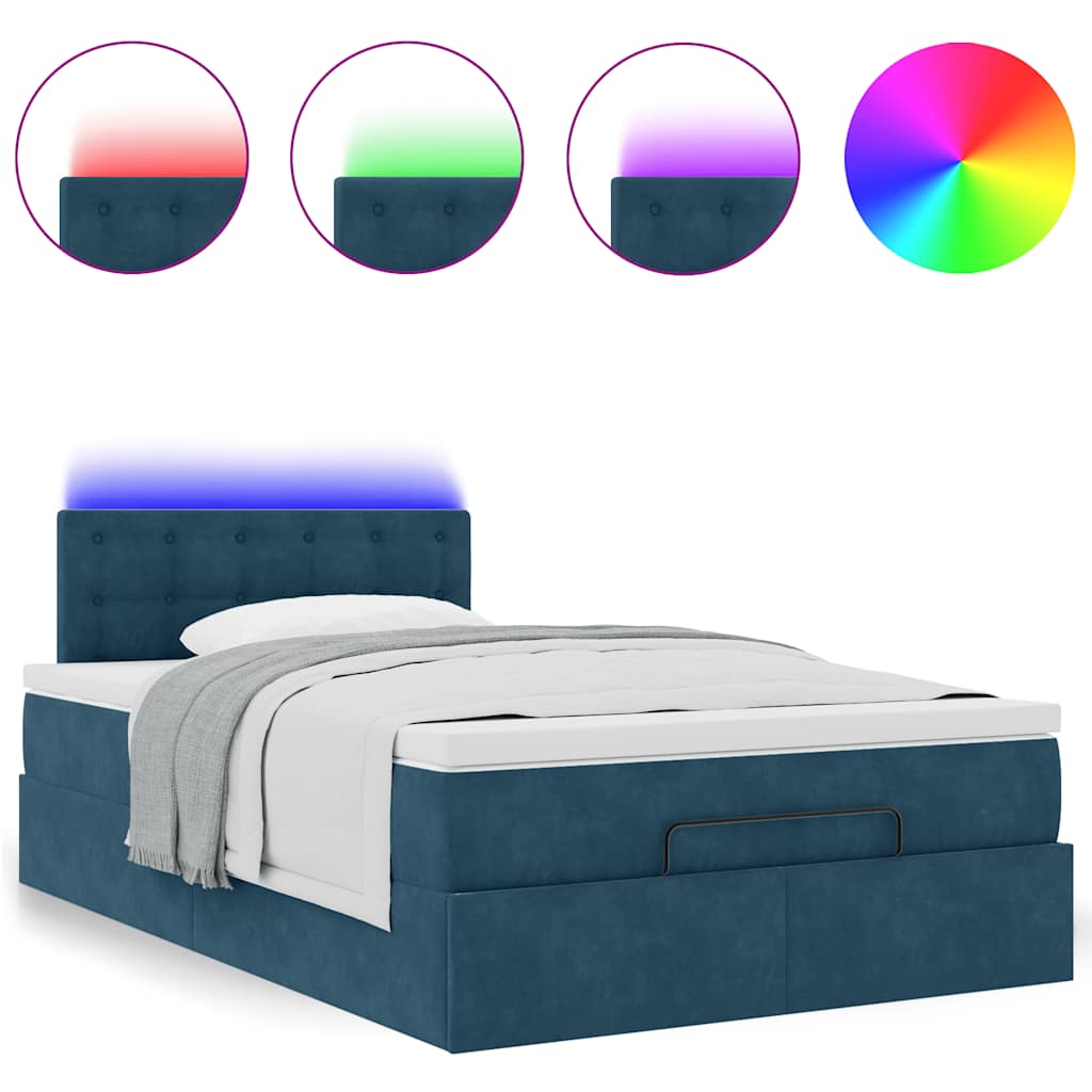 Struttura Letto Pouf con Materasso Blu Scuro 120x200 cm Velluto | homemem39