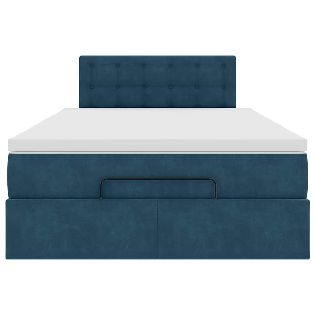 Struttura Letto Pouf con Materasso Blu Scuro 120x200 cm Velluto | homemem39