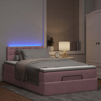 Struttura Letto Pouf con Materasso Rosa 120x200 cm Velluto | homemem39
