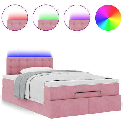 Struttura Letto Pouf con Materasso Rosa 120x200 cm Velluto | homemem39
