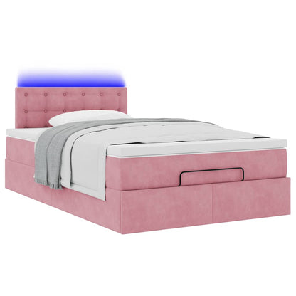 Struttura Letto Pouf con Materasso Rosa 120x200 cm Velluto | homemem39