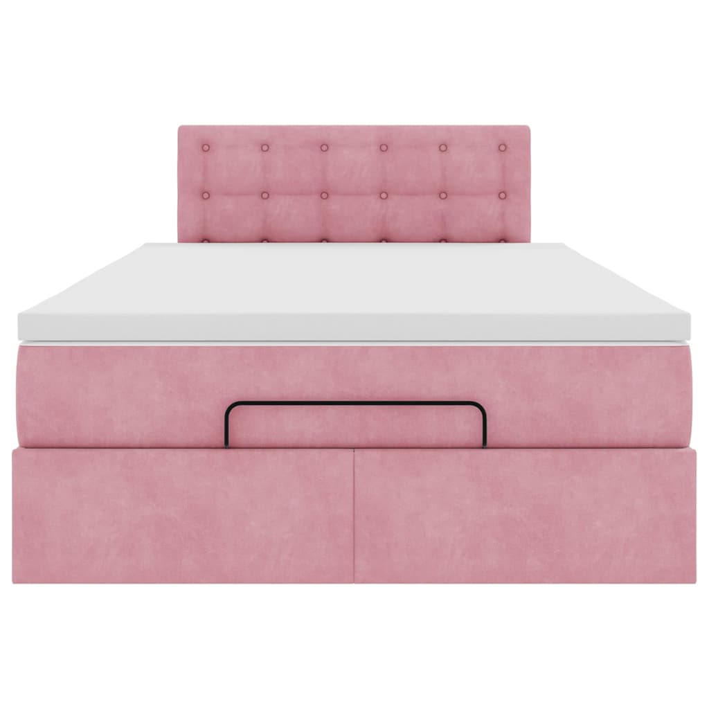Struttura Letto Pouf con Materasso Rosa 120x200 cm Velluto | homemem39