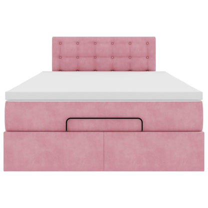 Struttura Letto Pouf con Materasso Rosa 120x200 cm Velluto | homemem39