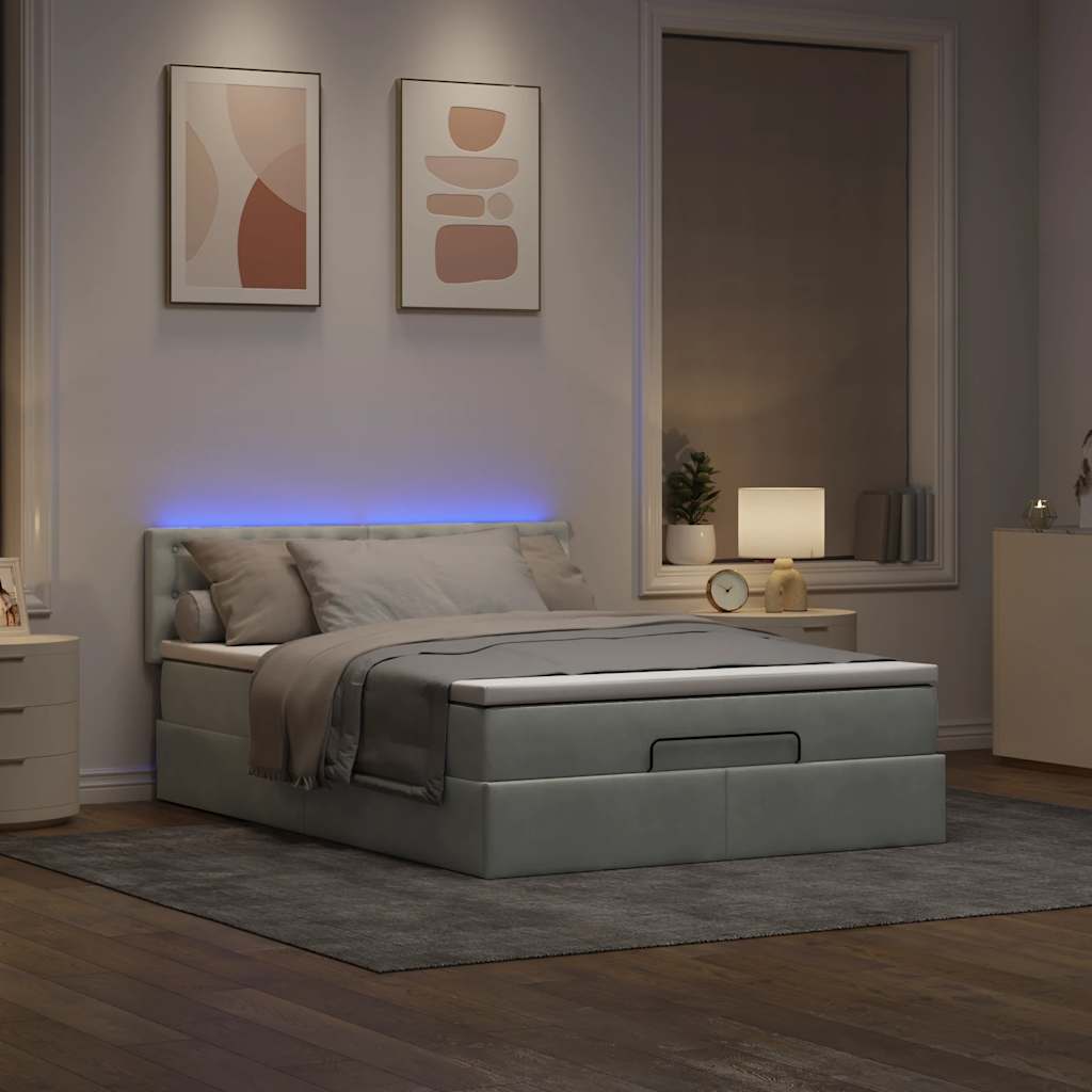 Struttura Letto Pouf con Materasso 140x190 cm Velluto | homemem39