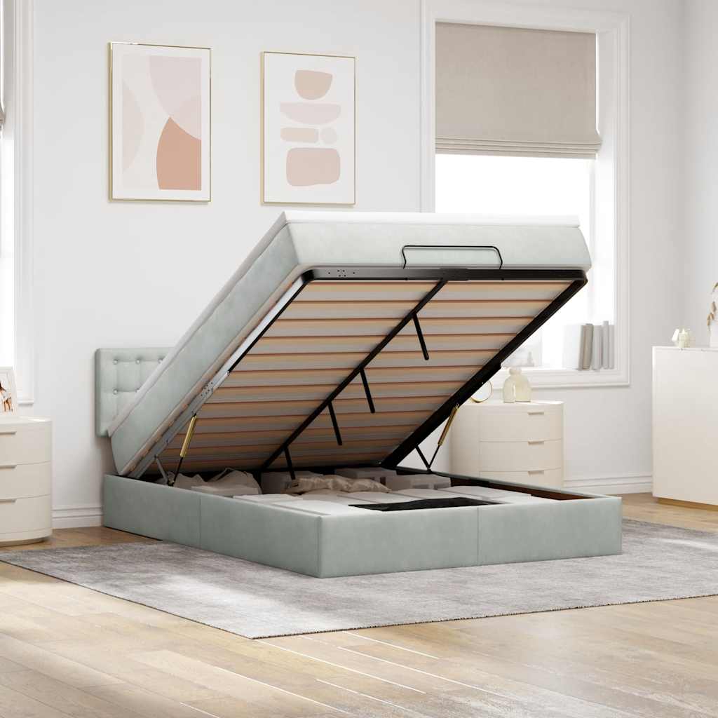 Struttura Letto Pouf con Materasso 140x190 cm Velluto | homemem39