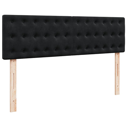 Struttura Letto Pouf con Materasso Nero 140x190 cm in Velluto