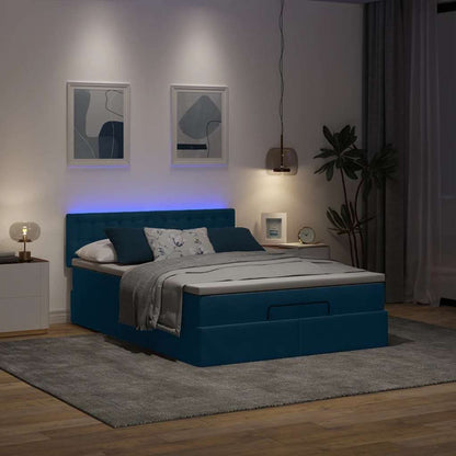 Struttura Letto Pouf con Materasso 140x190 cm in Velluto