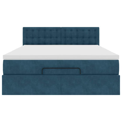 Struttura Letto Pouf con Materasso 140x190 cm in Velluto