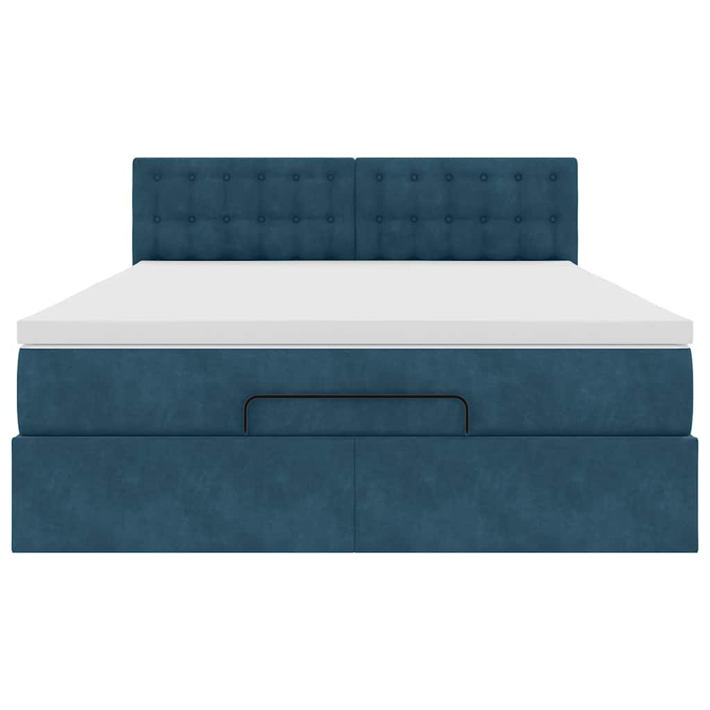 Struttura Letto Pouf con Materasso 140x190 cm in Velluto