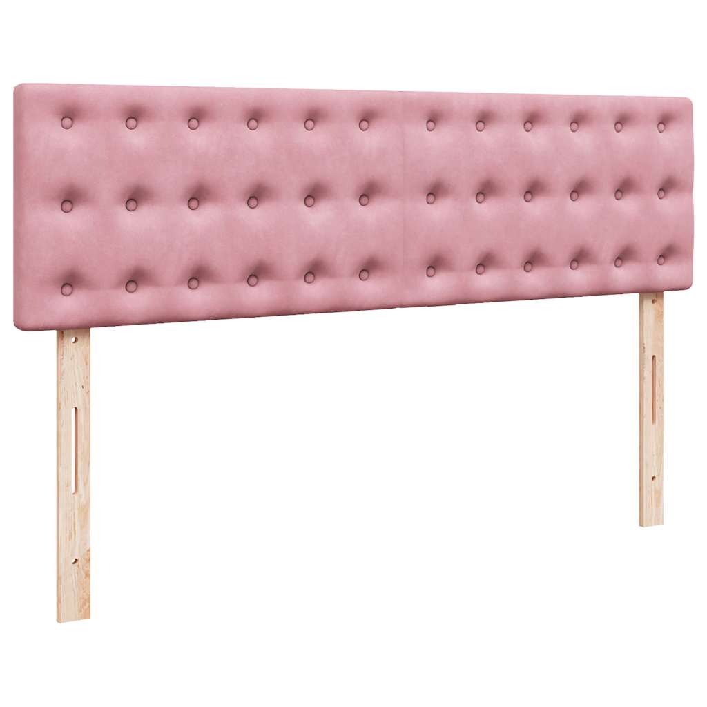Struttura Letto Pouf con Materasso Rosa 140x190 cm in Velluto