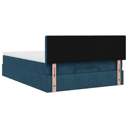 Struttura Letto Pouf con Materasso Blu 140x200cm in Velluto