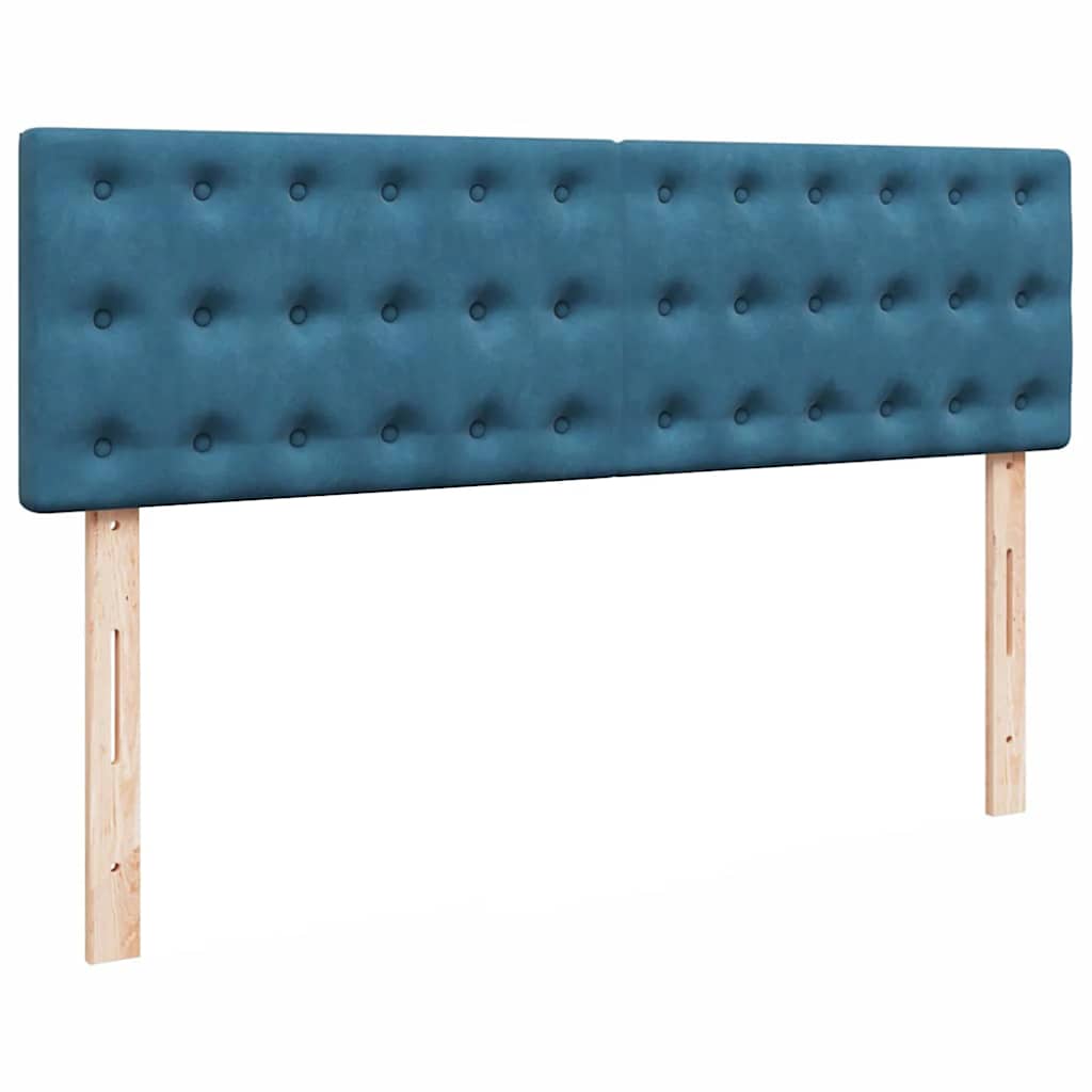 Struttura Letto Pouf con Materasso Blu 140x200cm in Velluto - homemem39