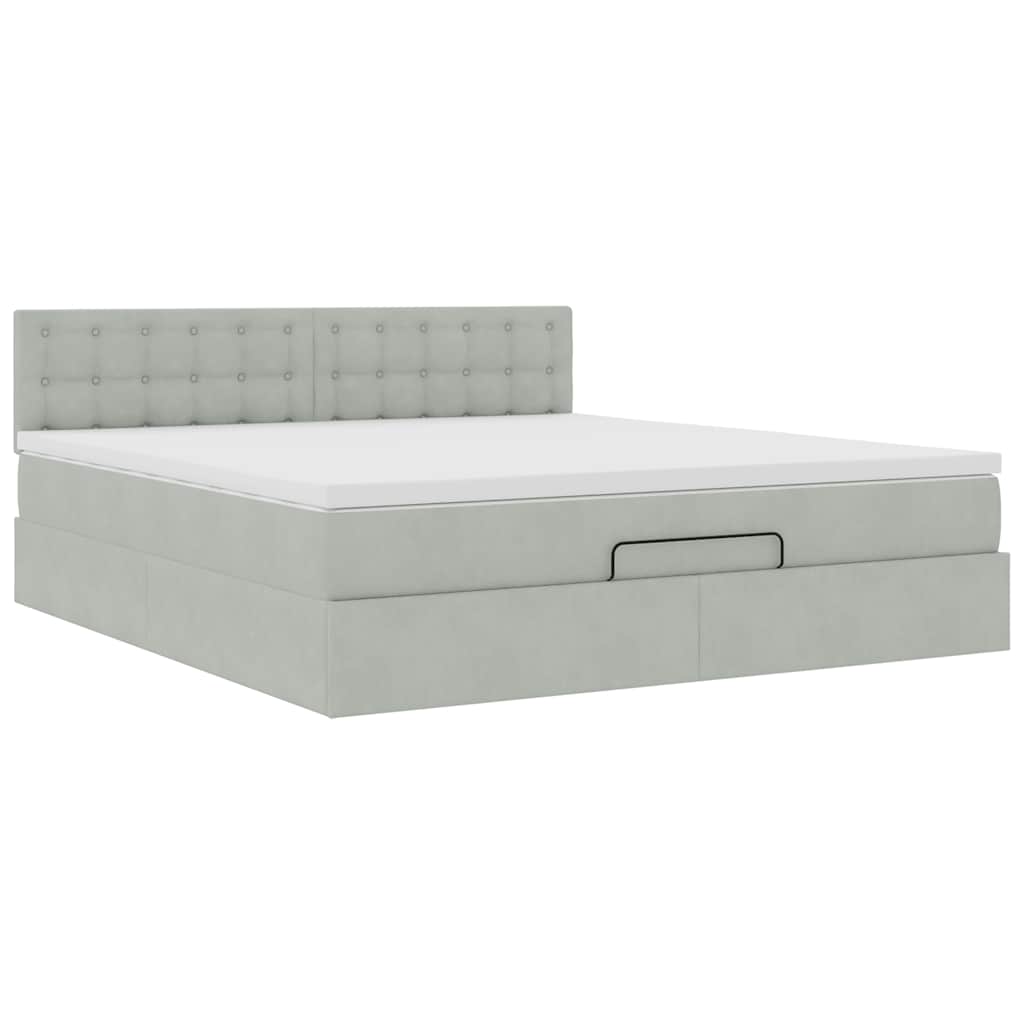 Struttura Letto Pouf con Materasso 160x200 cm in Velluto