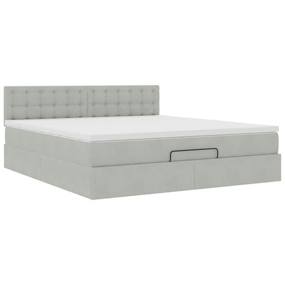 Struttura Letto Pouf con Materasso 160x200 cm in Velluto