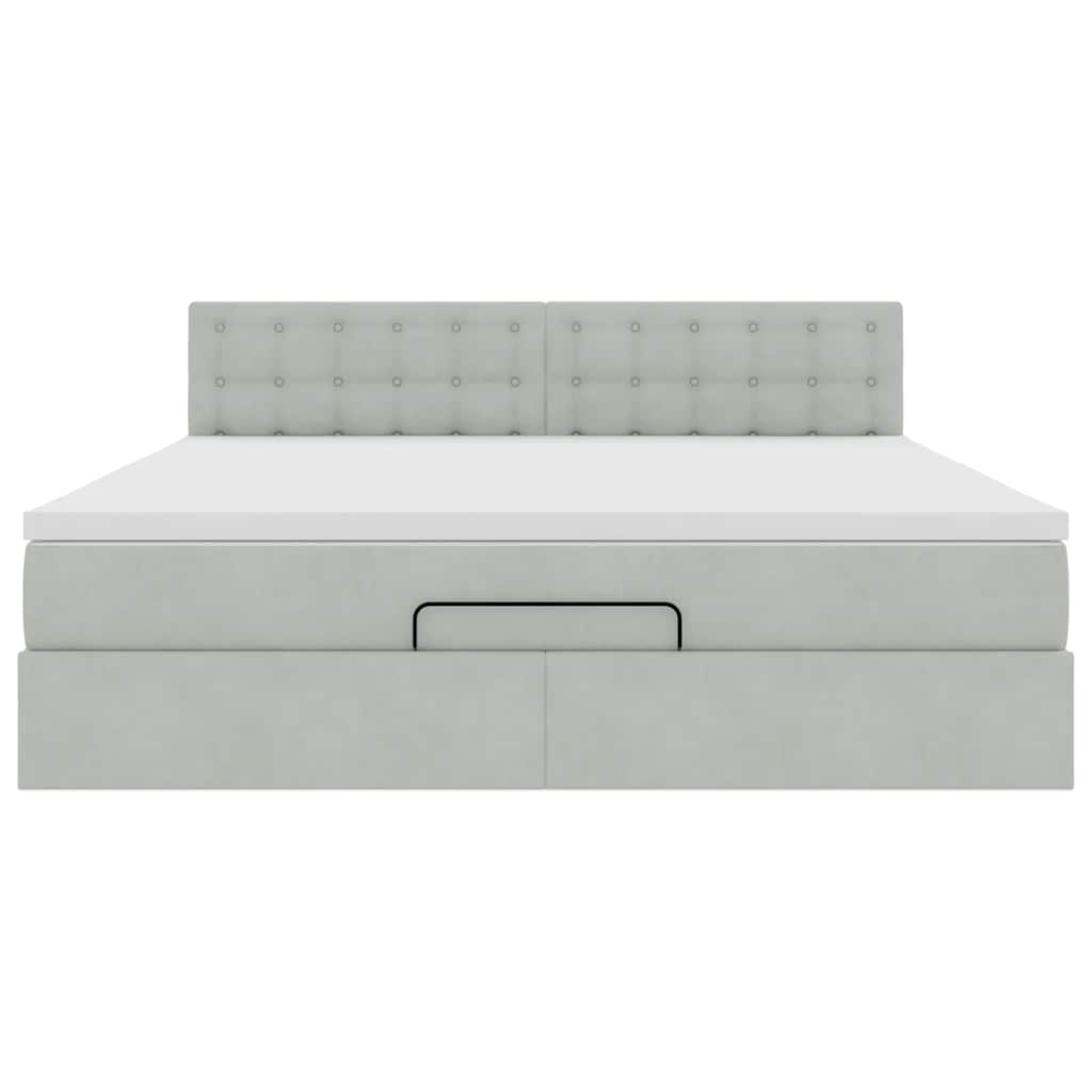 Struttura Letto Pouf con Materasso 160x200 cm in Velluto