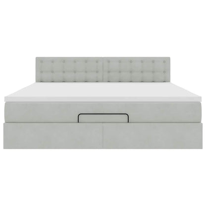 Struttura Letto Pouf con Materasso 160x200 cm in Velluto